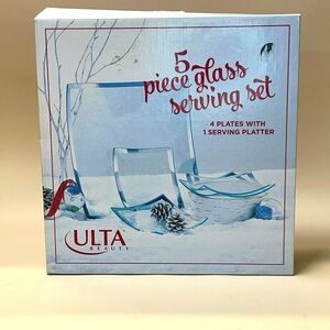 Ulta Beauty 5 Piece Glass Serving Set NEW OPEN BOX READ AND SEE PHOTOS